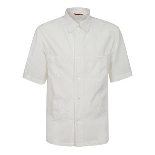 Hvid Bomuldsskjorte med Broderet Lomme