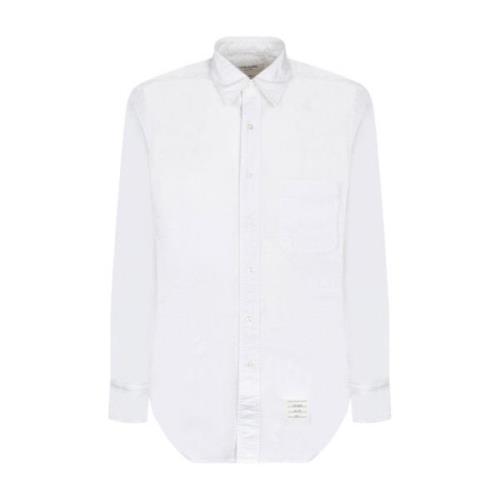 Hvid Oxford Skjorte Stribet Grosgrain