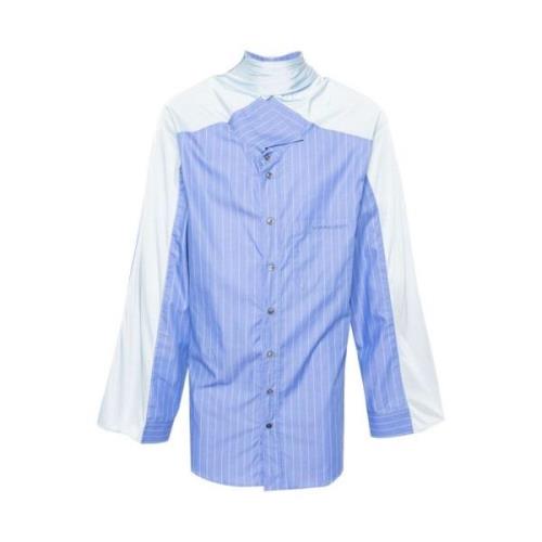 Blå Pinstripe Skjorte med Tørklæde Detaljer