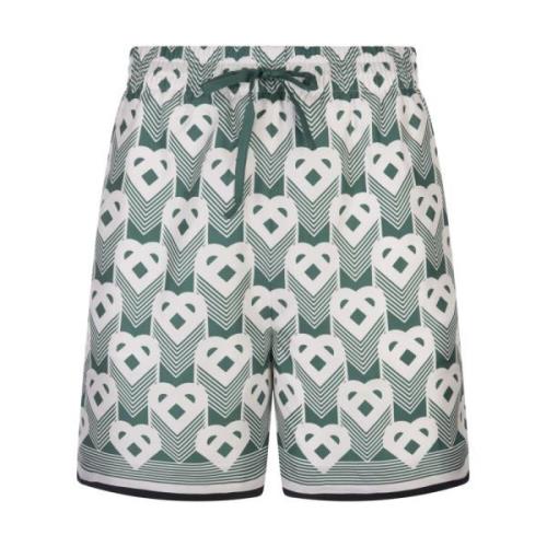Grøn Hjerte Monogram Silke Shorts