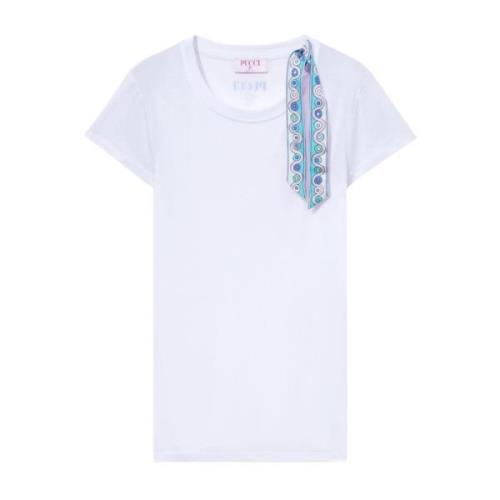 Hvid Jersey T-shirt med Bånddetaljer