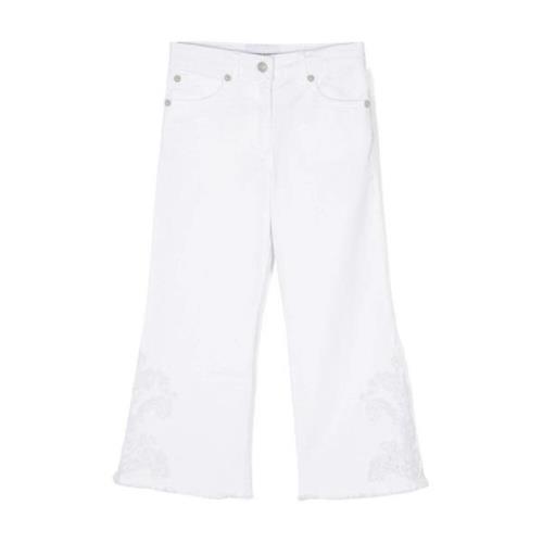 Hvide Flare Jeans med Blonde Detaljer