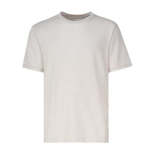 Linned Bomuld T-shirt Sandfarve