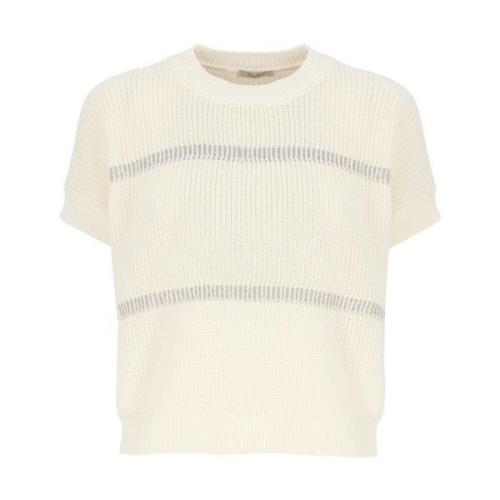 Ivory Bomuldssweater med Ribmønster