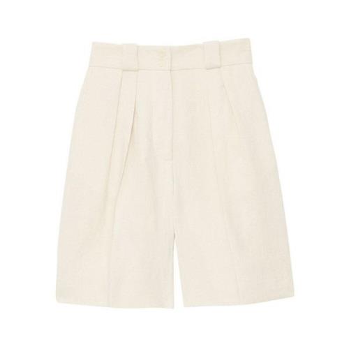 Elegant Ivory Plisserede Sommer Shorts