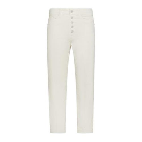 Hvid Bomuldsblanding Ankel-længde Jeans