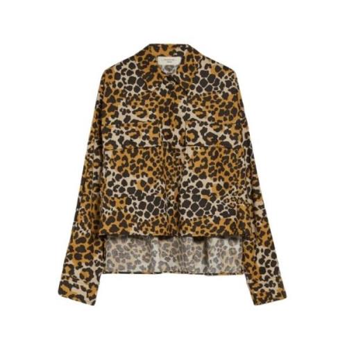 Leopard Print Cotton Twill Skjorte