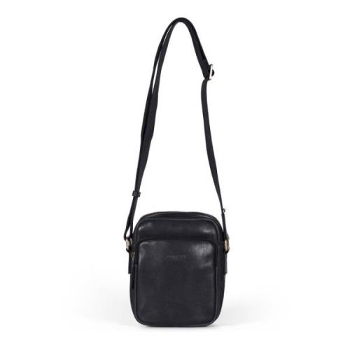 Sort Læder Crossbody Taske