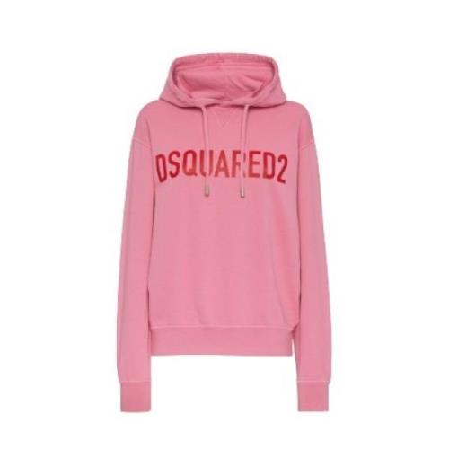 Hoodie med ikonisk logo, rosa farve