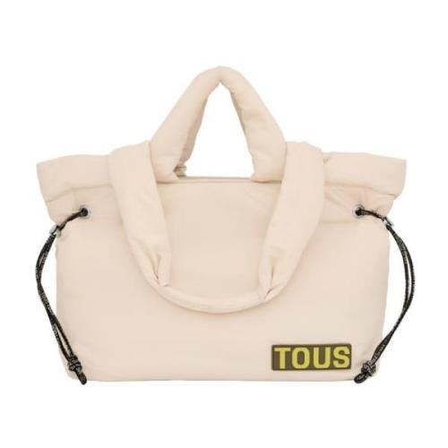 Beige Tekstil Tote Taske