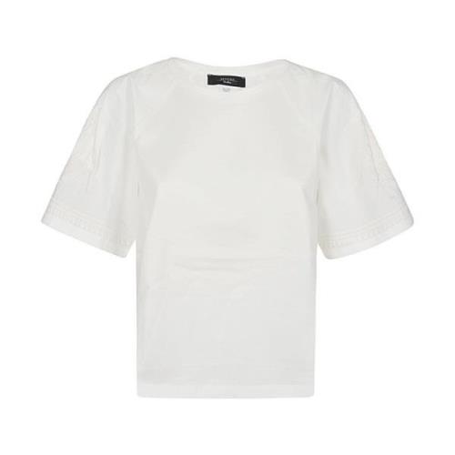 Broderet Bomuld Hvid T-shirt