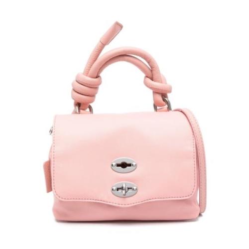 Pink Læder Håndtaske med Knude Detaljer