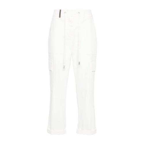 Hvide Cropped Bukser Elastisk Design