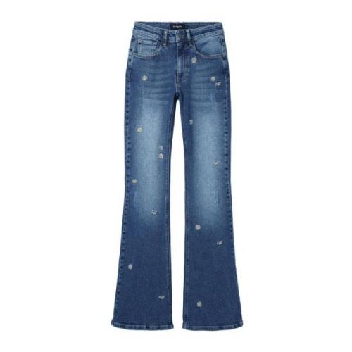 Blå slidte effekt jeans