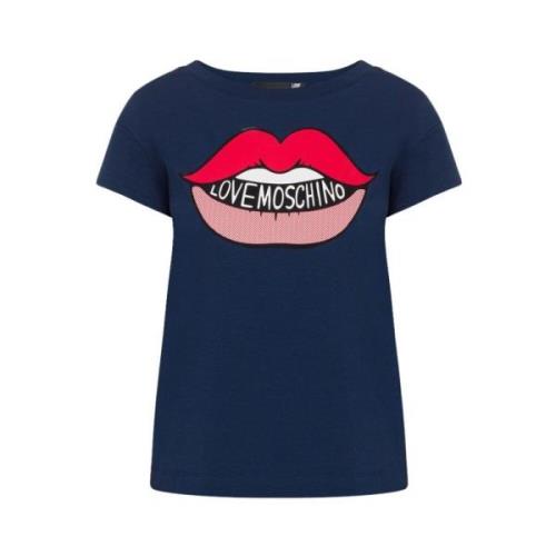 Grafisk Lips Print T-shirt Navy Blue