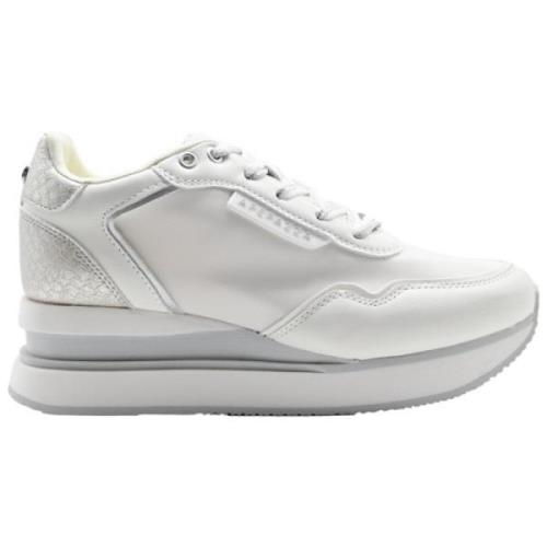 Hvide Sølv Mid-High Sneakers