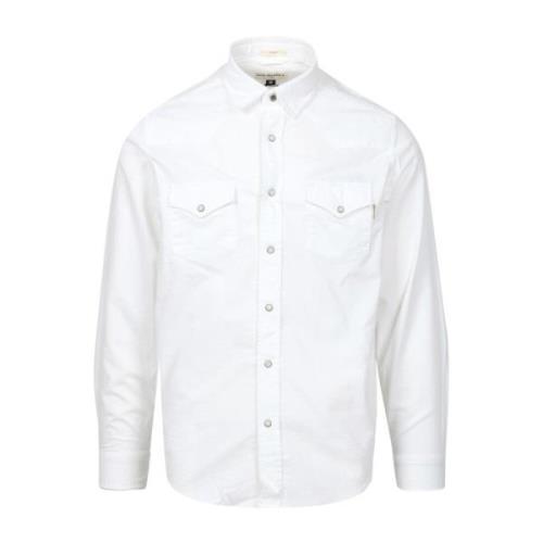 Hvid Oxford Krave Skjorte med Lommer