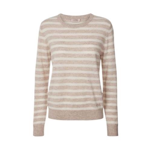Stribet Cashmere Sweater Sand/Off White