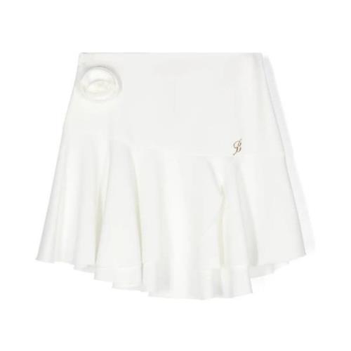 Hvid Lagdelt Flæse Mini Nederdel