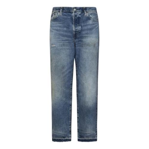 Blå Jeans Lige Ben Westhanger Farve