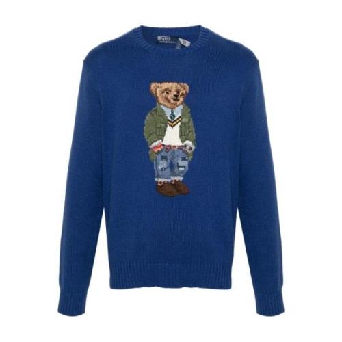 Blå Sweater med Polo Bear Motif