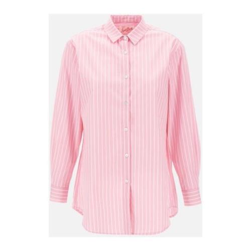 Stribet Pink Bomuldsskjorte