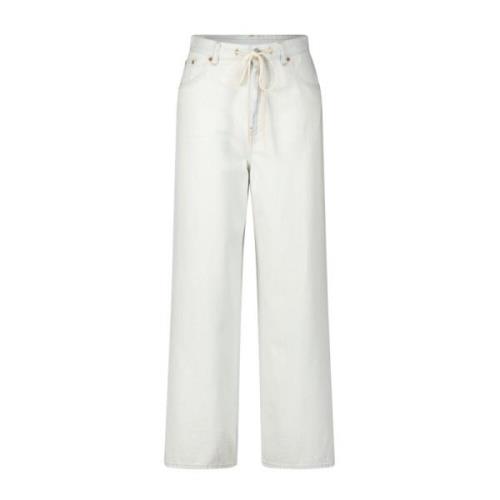 Hvid Relaxed Fit Jeans med Høj Talje