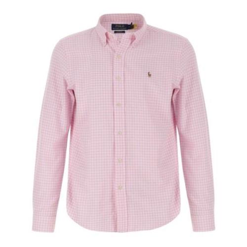 Vichy Mønster Bomuld Skjorte Pink Hvid