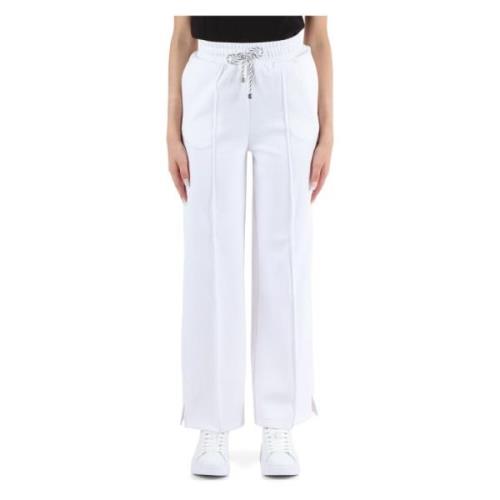 Sporty Wide Leg Embroidered Logo Pants