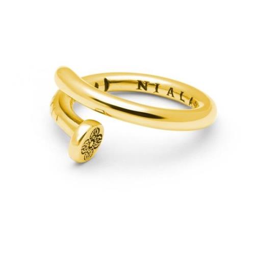 Men's Nail Ring with Dorje Engraving and Gold Finish