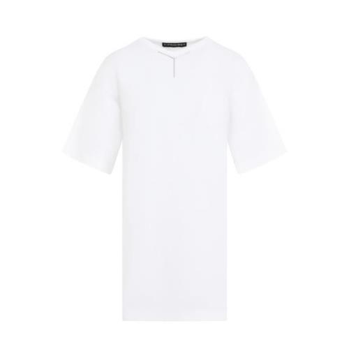 Hvid bomuldst-shirt med V-udskæring