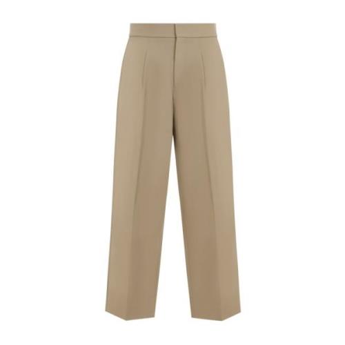 Beige Wool Trousers Relaxed Fit