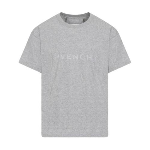 Grå Melange Bomuld T-Shirt Kort Ærme