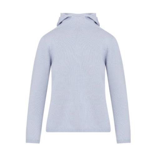 Blå Uldstrik Hættetrøje Sweater