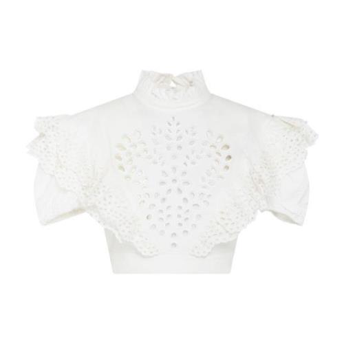 Hvid Bomuld Broderie Anglaise Top