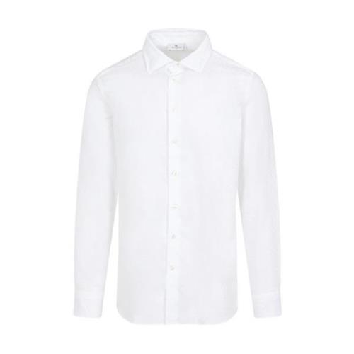 Hvid Bomuldsskjorte med Bølget Mønster