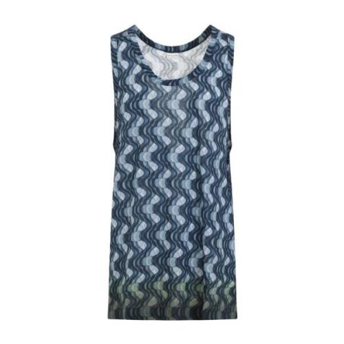 Geometrisk Tank Top Blå Grøn Grå