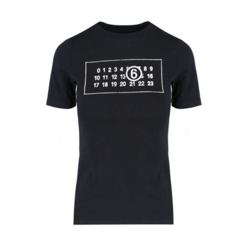 Sort T-shirt med Logo Print