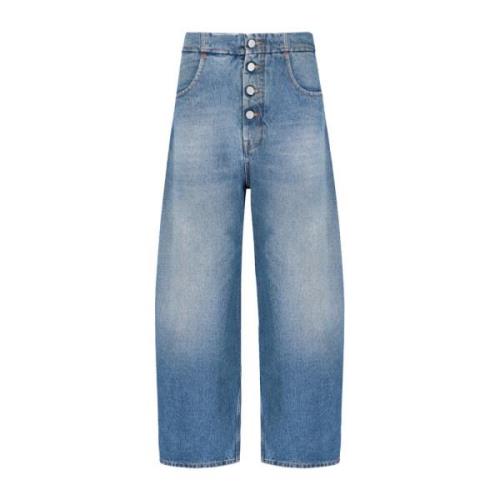 Vintage Blå Loose-Fit Crop Jeans