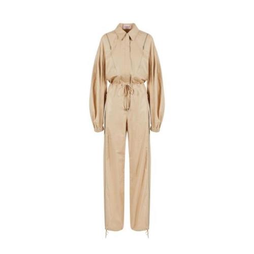 Chinched Cotton Poplin Zipped Jumpsuit