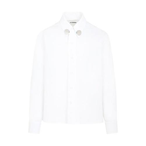 Hvid Bomuldsskjorte Overdimensioneret Krave