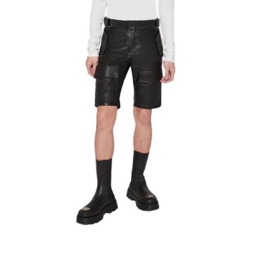 Sort Vegan Læder Moto Shorts