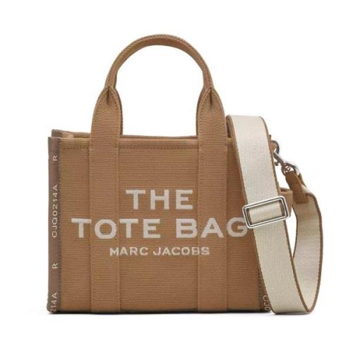 Beige Small Tote Taske med Jacquard