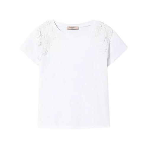 Blomstret Patch T-shirt Hvid