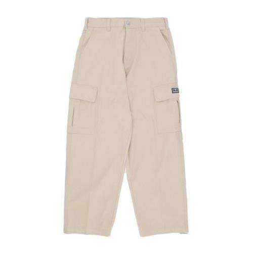 Baggy Twill Cargo Pants Silver Grey