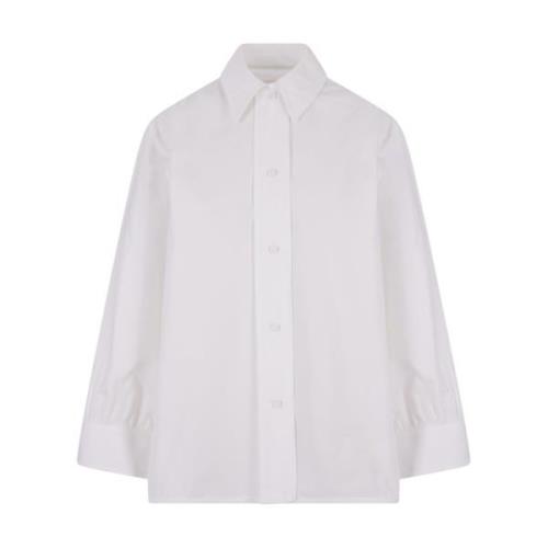Hvid Bomuld Poplin Skjorte med Juvel Detalje