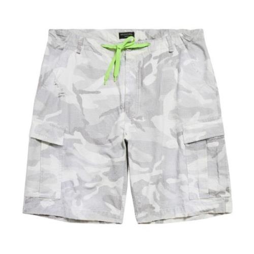 Camouflage Print Distressed Shorts