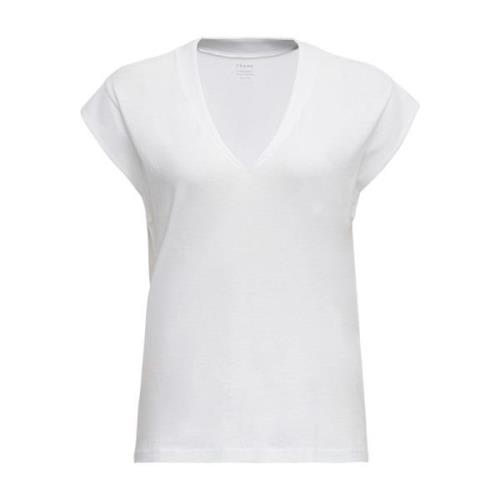 Hvid V-hals Bomuld T-shirt Korte ærmer