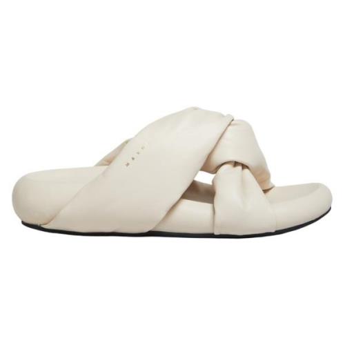 Ivory twisted leather bubble sandal