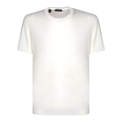 Hvid Bomuldsblanding T-shirt Rundhals
